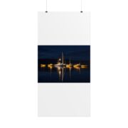 Night Harbor Boat Poster — Serene Sailboat Reflection Wall Art - Image 86
