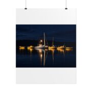 Night Harbor Boat Poster — Serene Sailboat Reflection Wall Art - Image 74