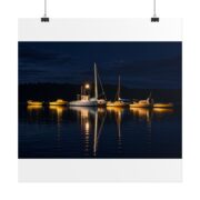 Night Harbor Boat Poster — Serene Sailboat Reflection Wall Art - Image 122