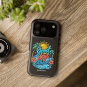 Magnetic Impact-Resistant Phone Case — "Good Days Ahead" Tropical Sunset Design - Image 9