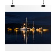 Night Harbor Boat Poster — Serene Sailboat Reflection Wall Art - Image 110
