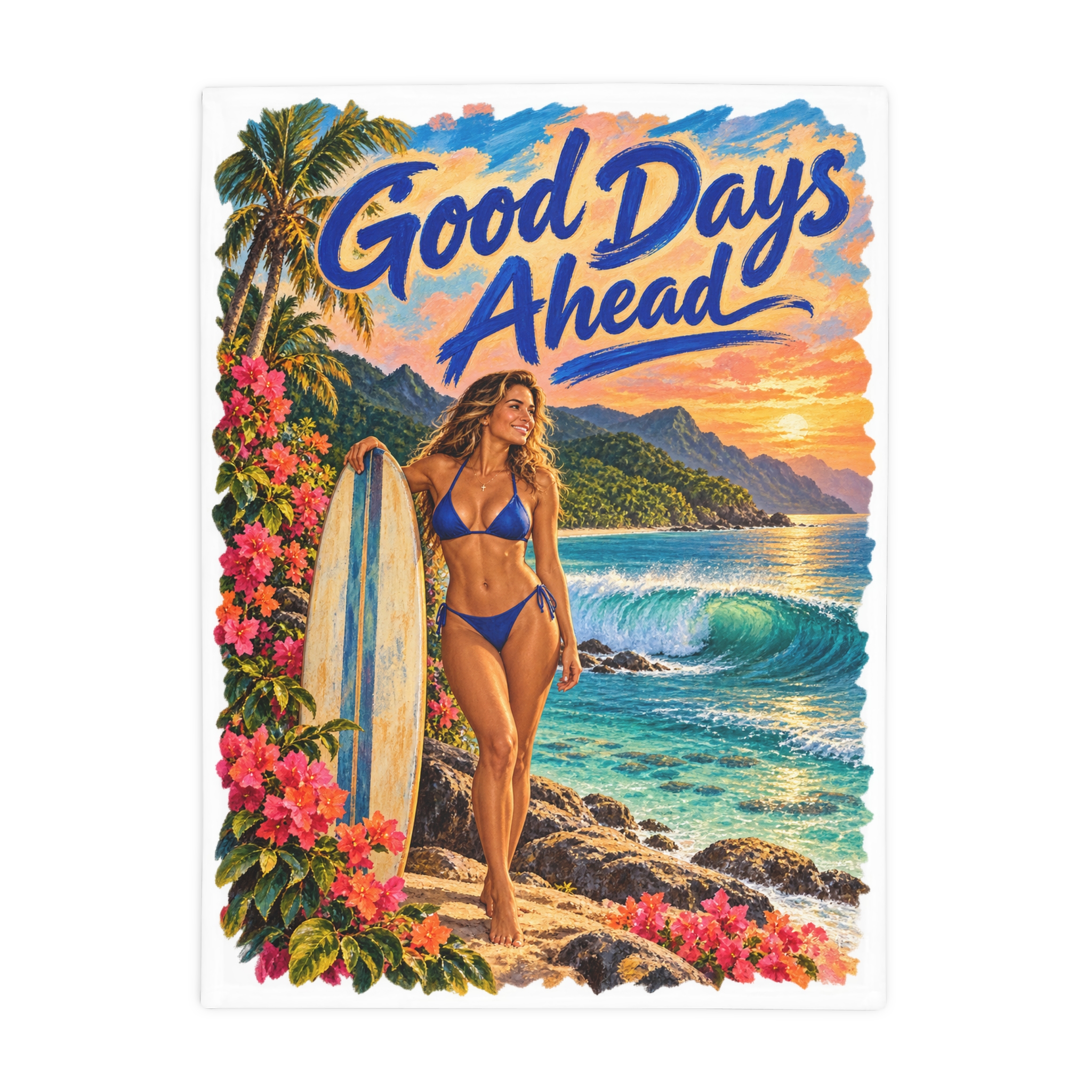 13443148257518790248_2048-1.jpeg Good Days Ahead Tropical Beach Plush Fleece Blanket - Image 1