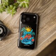 Magnetic Impact-Resistant Phone Case — "Good Days Ahead" Tropical Sunset Design - Image 4