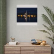Night Harbor Boat Poster — Serene Sailboat Reflection Wall Art - Image 140