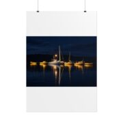 Night Harbor Boat Poster — Serene Sailboat Reflection Wall Art - Image 94