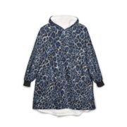 Blue Leopard Plush Hooded Blanket - Image 3