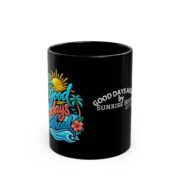 Good Days Ahead Black Mug — Tropical Sunrise Coffee Cup (11oz/15oz)