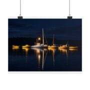 Night Harbor Boat Poster — Serene Sailboat Reflection Wall Art - Image 30