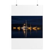 Night Harbor Boat Poster — Serene Sailboat Reflection Wall Art - Image 70