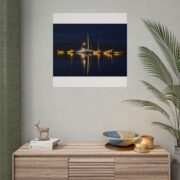 Night Harbor Boat Poster — Serene Sailboat Reflection Wall Art - Image 144