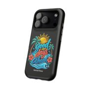 Magnetic Impact-Resistant Phone Case — "Good Days Ahead" Tropical Sunset Design - Image 6