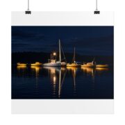 Night Harbor Boat Poster — Serene Sailboat Reflection Wall Art - Image 118