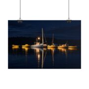 Night Harbor Boat Poster — Serene Sailboat Reflection Wall Art - Image 22