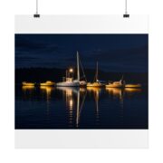 Night Harbor Boat Poster — Serene Sailboat Reflection Wall Art - Image 126