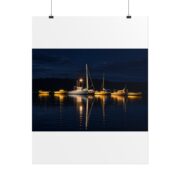 Night Harbor Boat Poster — Serene Sailboat Reflection Wall Art - Image 58