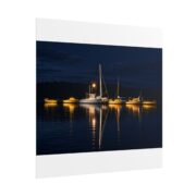 Night Harbor Boat Poster — Serene Sailboat Reflection Wall Art - Image 115