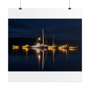 Night Harbor Boat Poster — Serene Sailboat Reflection Wall Art - Image 134