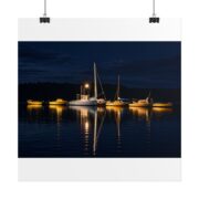 Night Harbor Boat Poster — Serene Sailboat Reflection Wall Art - Image 114