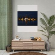 Night Harbor Boat Poster — Serene Sailboat Reflection Wall Art - Image 104