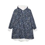 Blue Leopard Plush Hooded Blanket