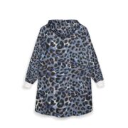 Blue Leopard Hooded Blanket – Cozy Animal Print Oversized Wearable Throw - Image 2