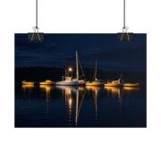Night Harbor Boat Poster — Serene Sailboat Reflection Wall Art - Image 2
