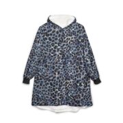 Blue Leopard Hooded Blanket – Cozy Animal Print Oversized Wearable Throw - Image 3