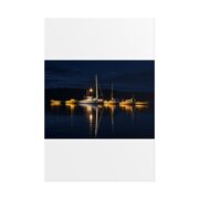 Night Harbor Boat Poster — Serene Sailboat Reflection Wall Art - Image 89