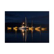 Night Harbor Boat Poster — Serene Sailboat Reflection Wall Art